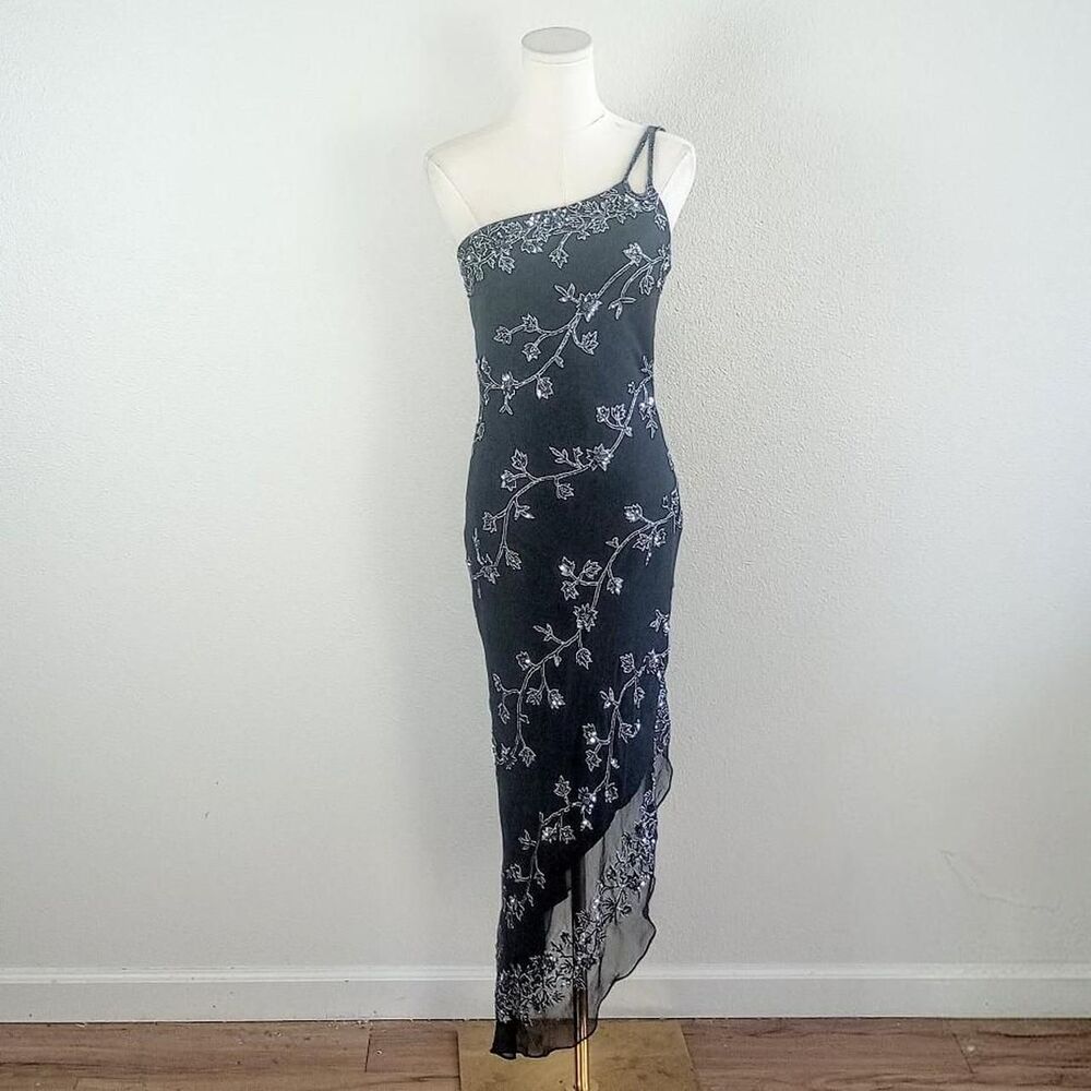 Y2K Beaded Sequin Floral Fairygoth Prom Dress